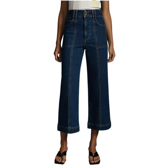 Anthropologie Pilcro Jeans Size 25 The Skipper Seamed High-Rise Crop Wide-Leg - Picture 11 of 12